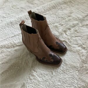 Freebird Two-Tone Western Ankle Boots